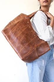 Leather tote bag